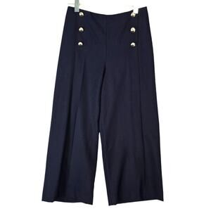 L.K. Bennett Martina Sailor Pant Crop Wide Leg Midnight Blue Size 6 NEW
